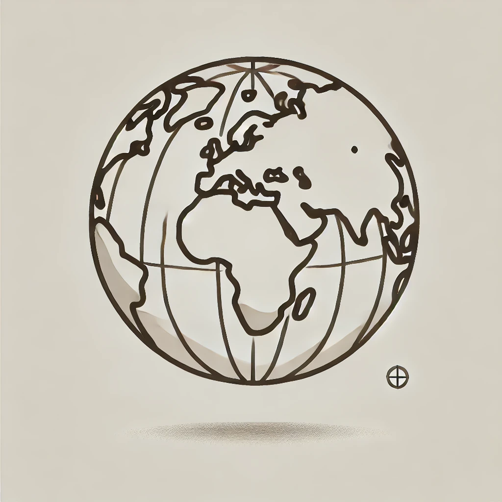 DALL·E 2024-10-11 15.22.31 - A simple and clean representation of the Earth as a globe, showing the continents in a minimalistic style. The globe is centered on Europe, Africa, an